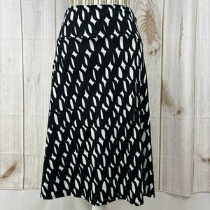 Lularoe Skirt Midi High Waist Flowy Comfort Black White Pattern Skirt Size Small